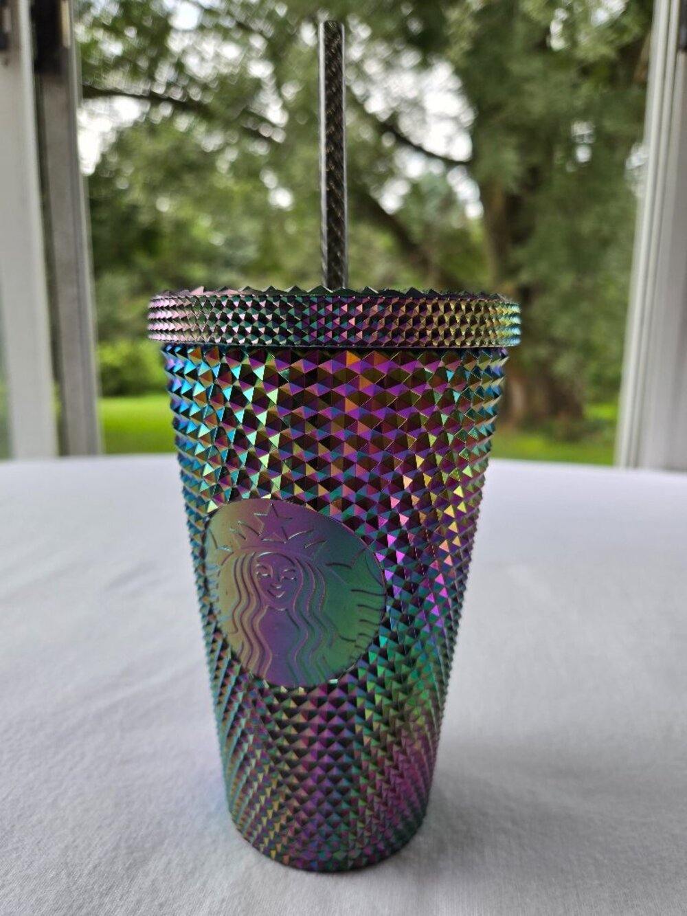 Starbucks Oil Slick Rainbow Studded Tumbler 16 oz